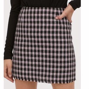 H&M Black and Pink Checkered Mini Skirt
